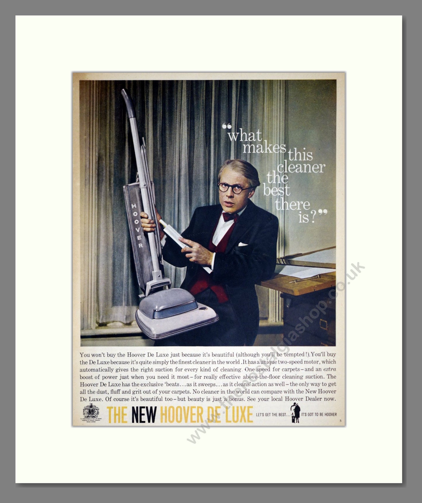 Hoover - De Luxe Cleaner. Vintage Advert 1962 (ref AD303217)