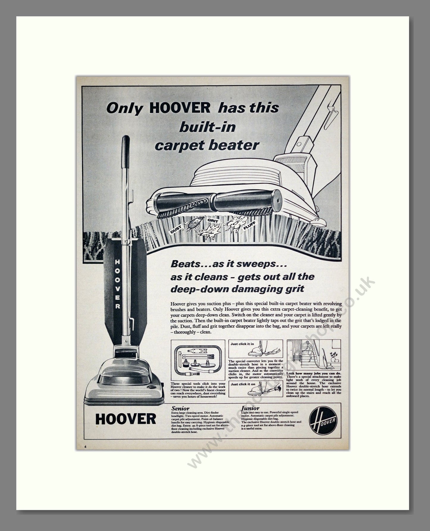 Hoover - Built-in Carpet Beater. Vintage Advert 1966 (ref AD303222)