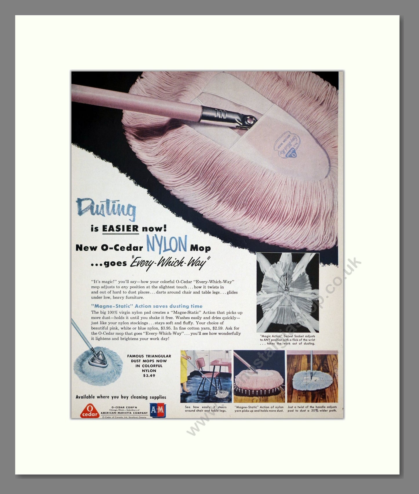O-Cedar - Dusting Mops. Vintage Advert 1955 (ref AD303230)