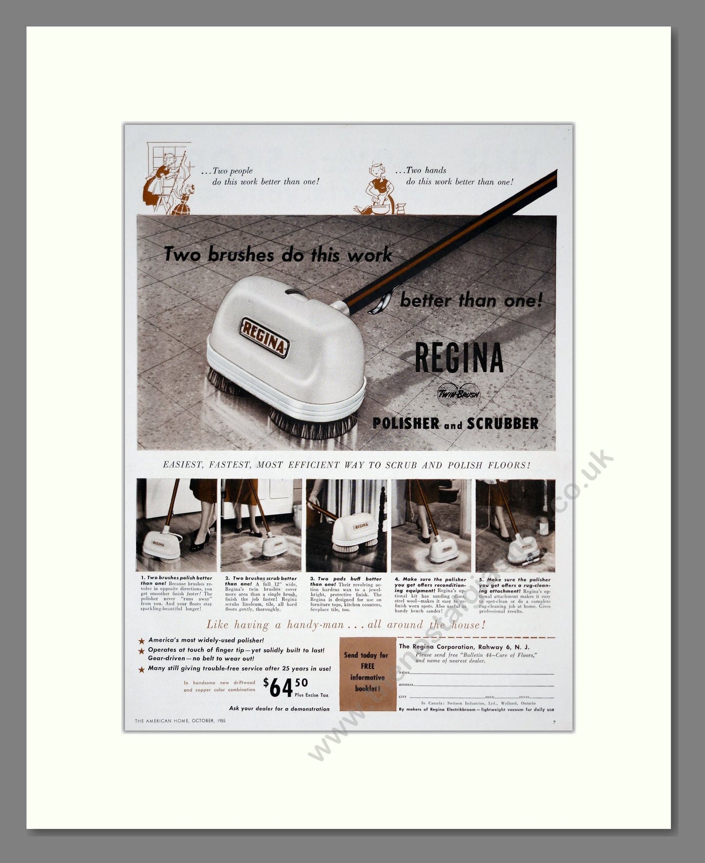 Regina - Polisher And Scrubber. Vintage Advert 1955 (ref AD303233)