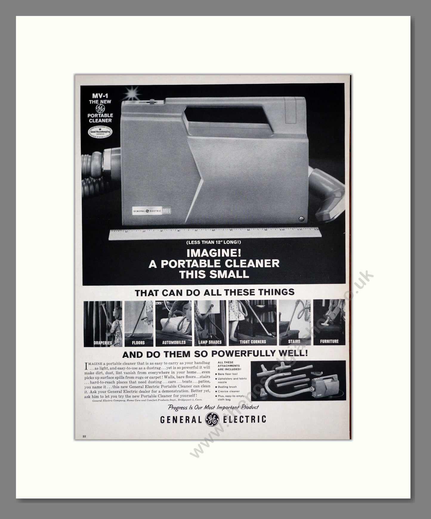 General Electric - MV-1 Portable Cleaner. Vintage Advert 1964 (ref AD303240)