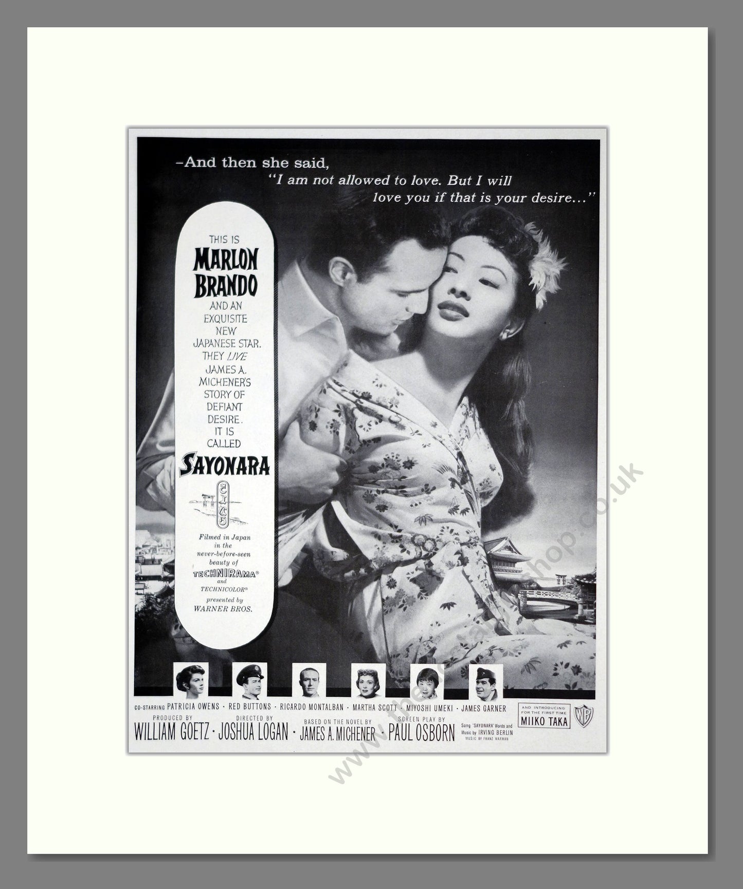 Sayonara. Vintage Original Advert 1957 (ref AD303177)