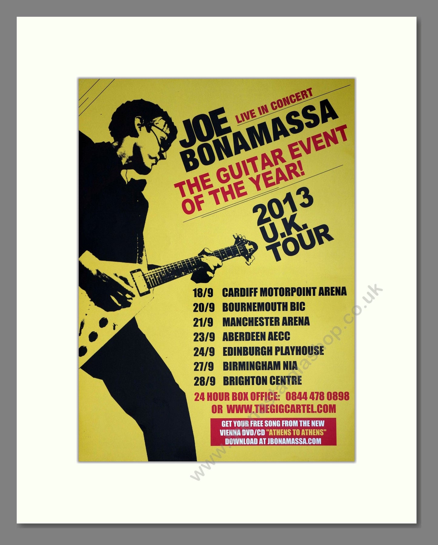 Joe Bonamassa - UK Tour. Vintage Advert 2013 (ref AD63382)