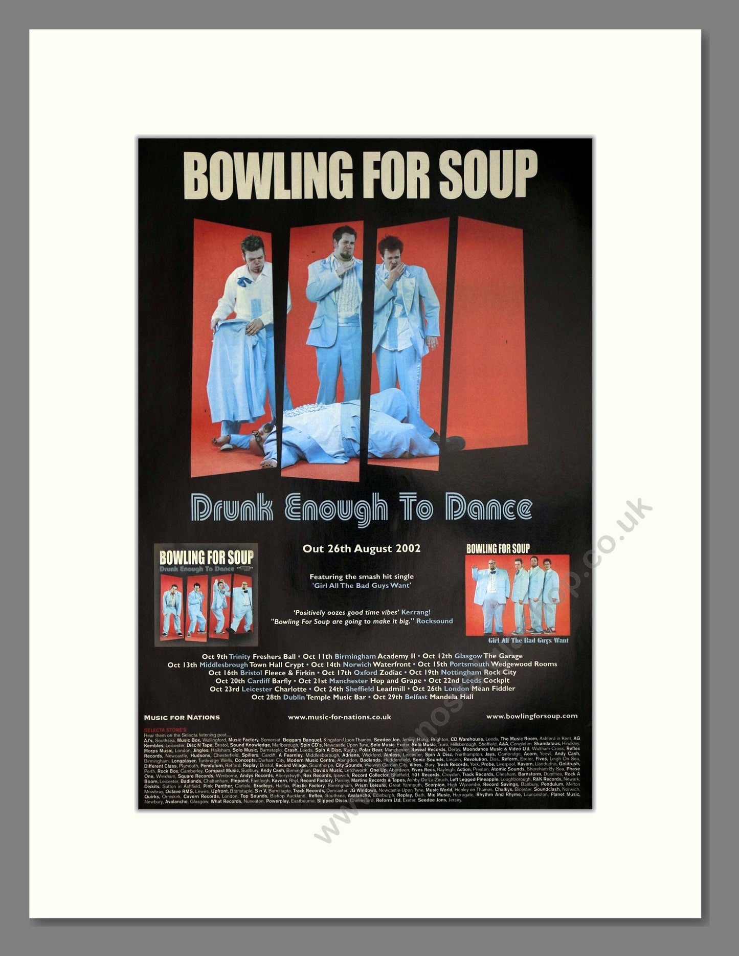 Bowling For Soup - Drunk Enough To Dance. Vintage Advert 2002 (ref AD63406)
