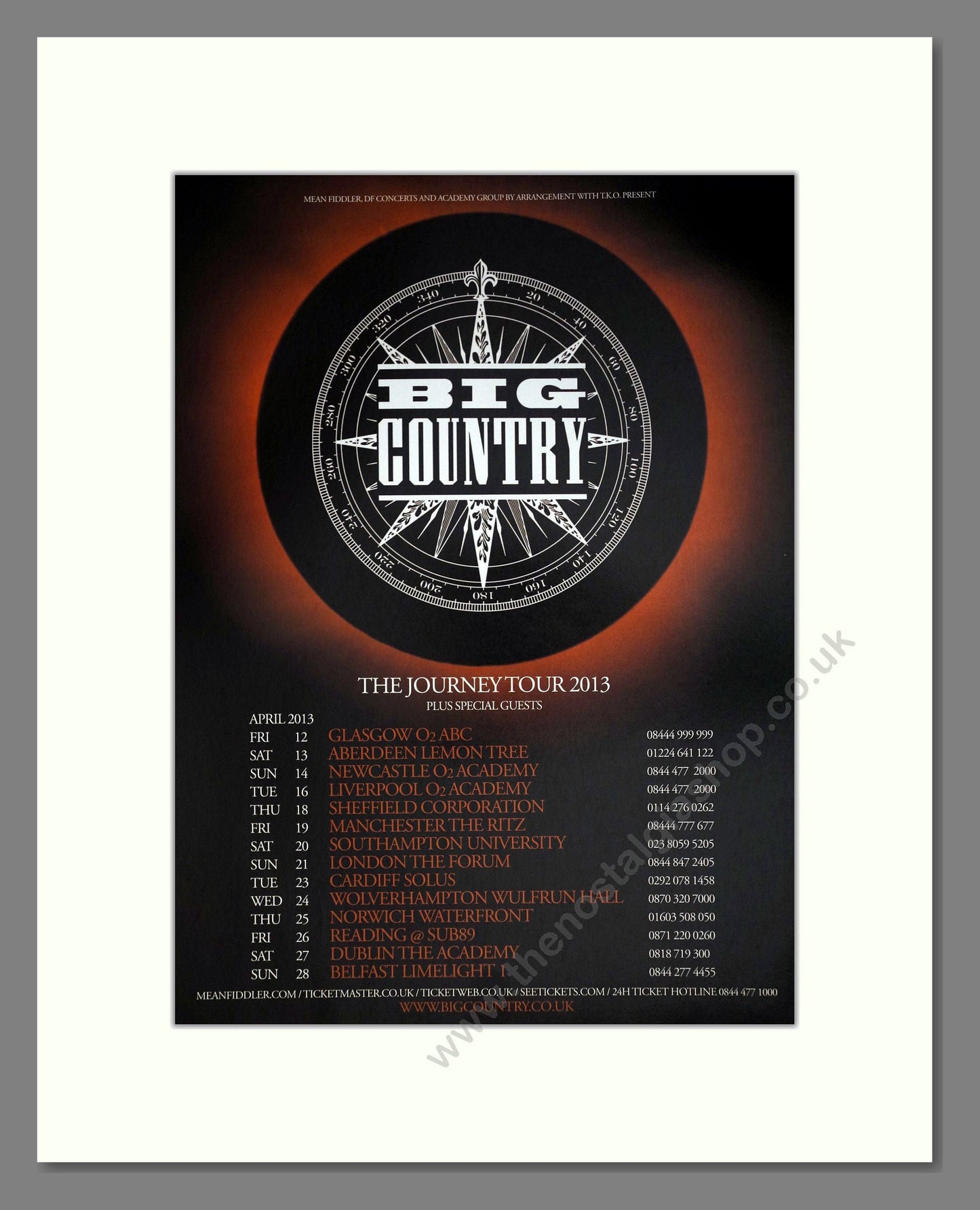 Big Country - The Journey Tour. Vintage Advert 2013 (ref AD63448)