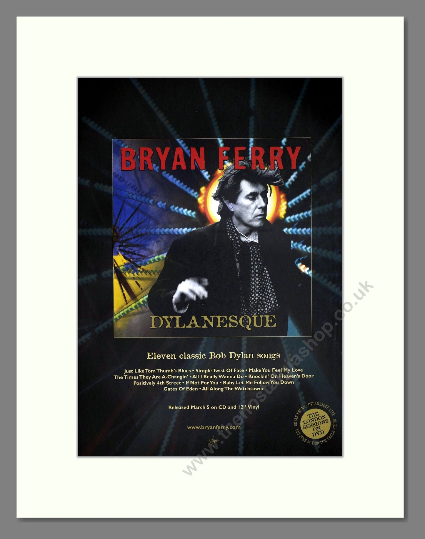 Bryan Ferry - Dylanesque. Vintage Advert 2007 (ref AD63474)