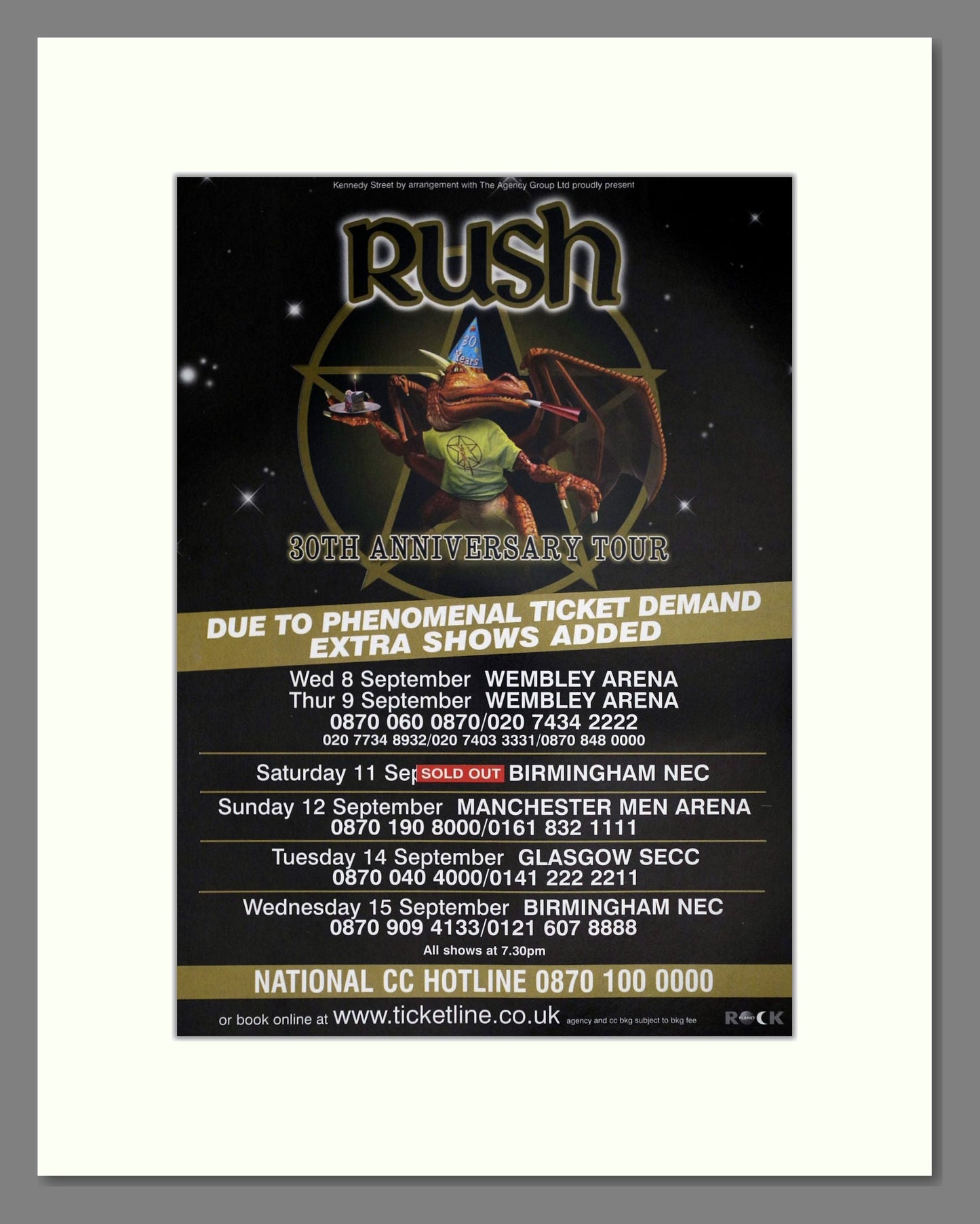 Rush - 30th Anniversary UK Tour. Vintage Advert 2004 (ref AD63547)