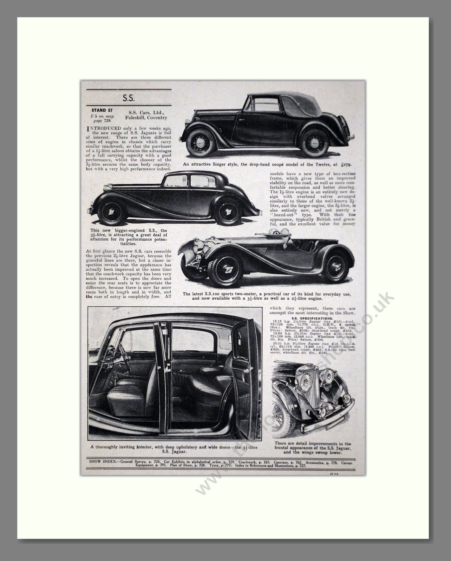 Jaguar - SS Range. Vintage Advert 1937 (ref AD63597)