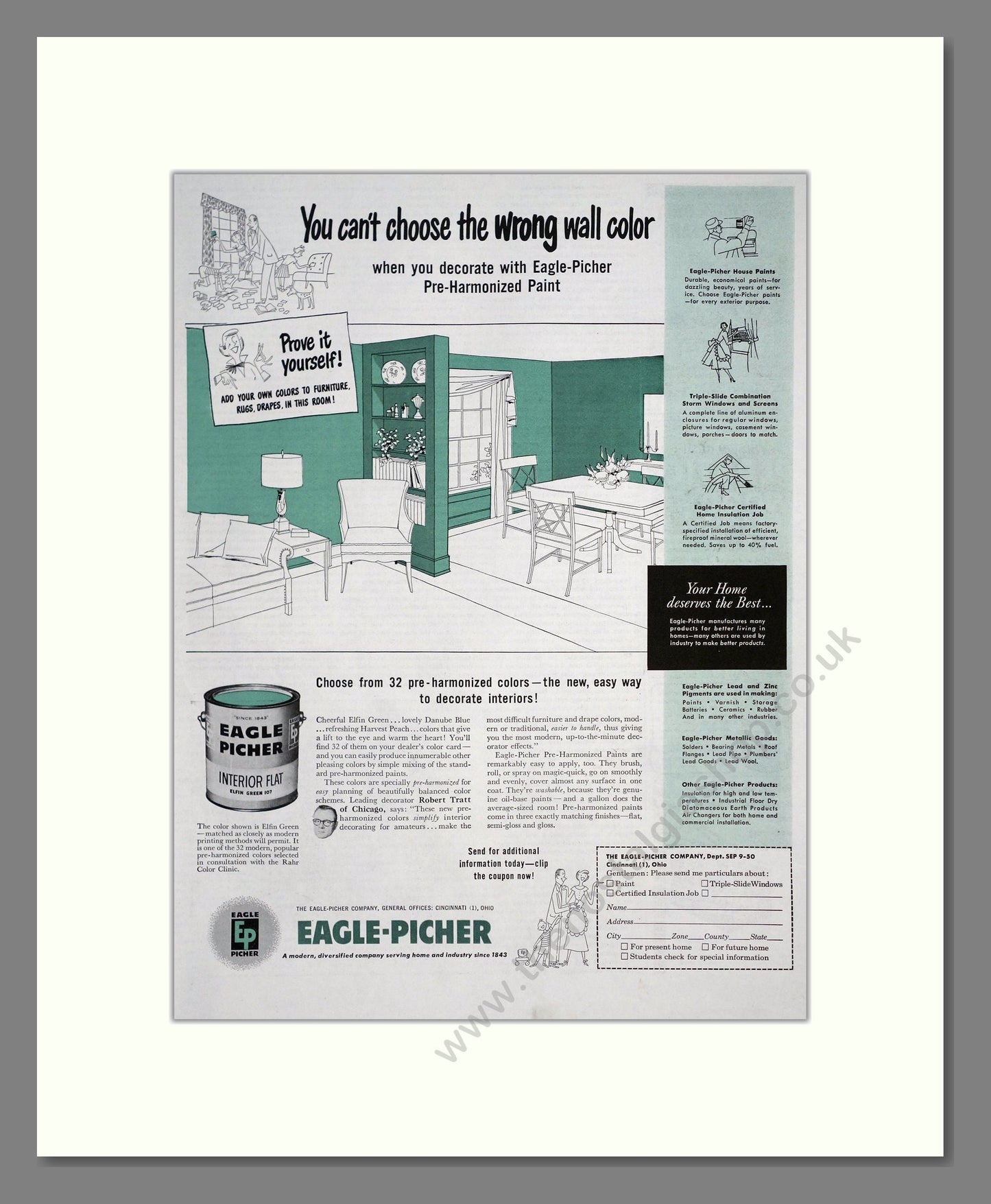 Eagle-Picher - Interior Flat Paint. Vintage Advert 1950 (ref AD303454)
