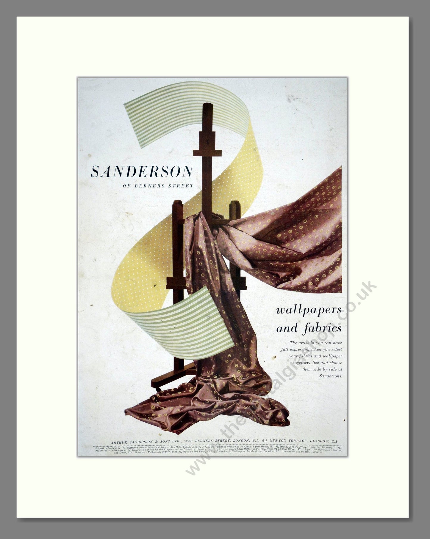 Sanderson - Wallpapers And Fabrics. Vintage Advert 1953 (ref AD303461)