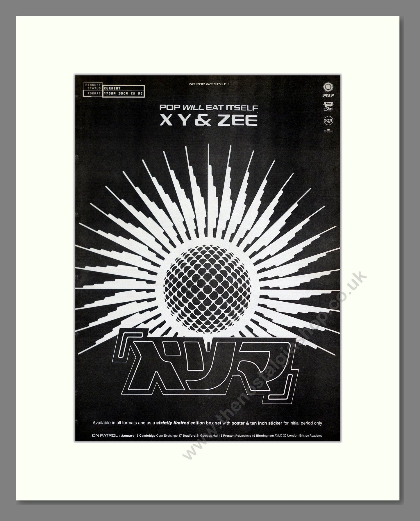 Pop Will Eat Itself - XY And Zee. Vintage Advert 1991 (ref AD20153)