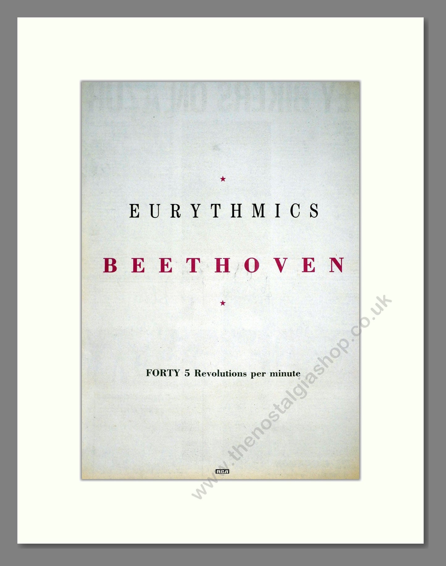 Eurythmics - Beethoven. Vintage Advert 1987 (ref AD20164)