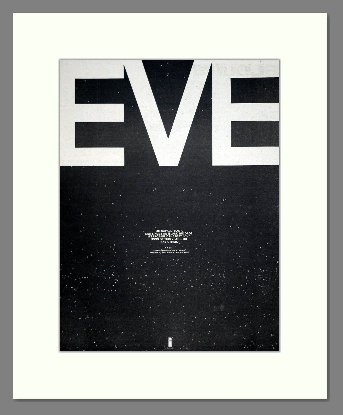 Jim Capaldi - Eve. Vintage Advert 1974 (ref AD20171)