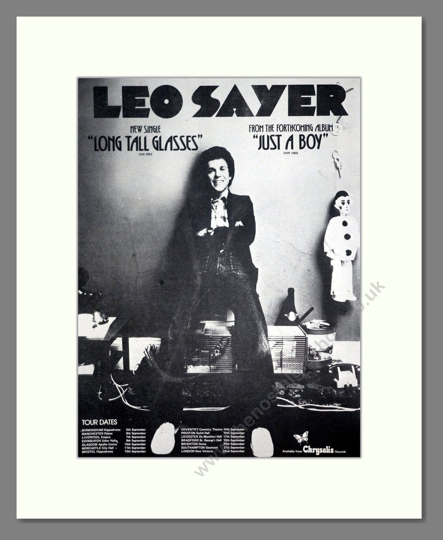 Leo Sayer - Just A Boy. Vintage Advert 1974 (ref AD20174)