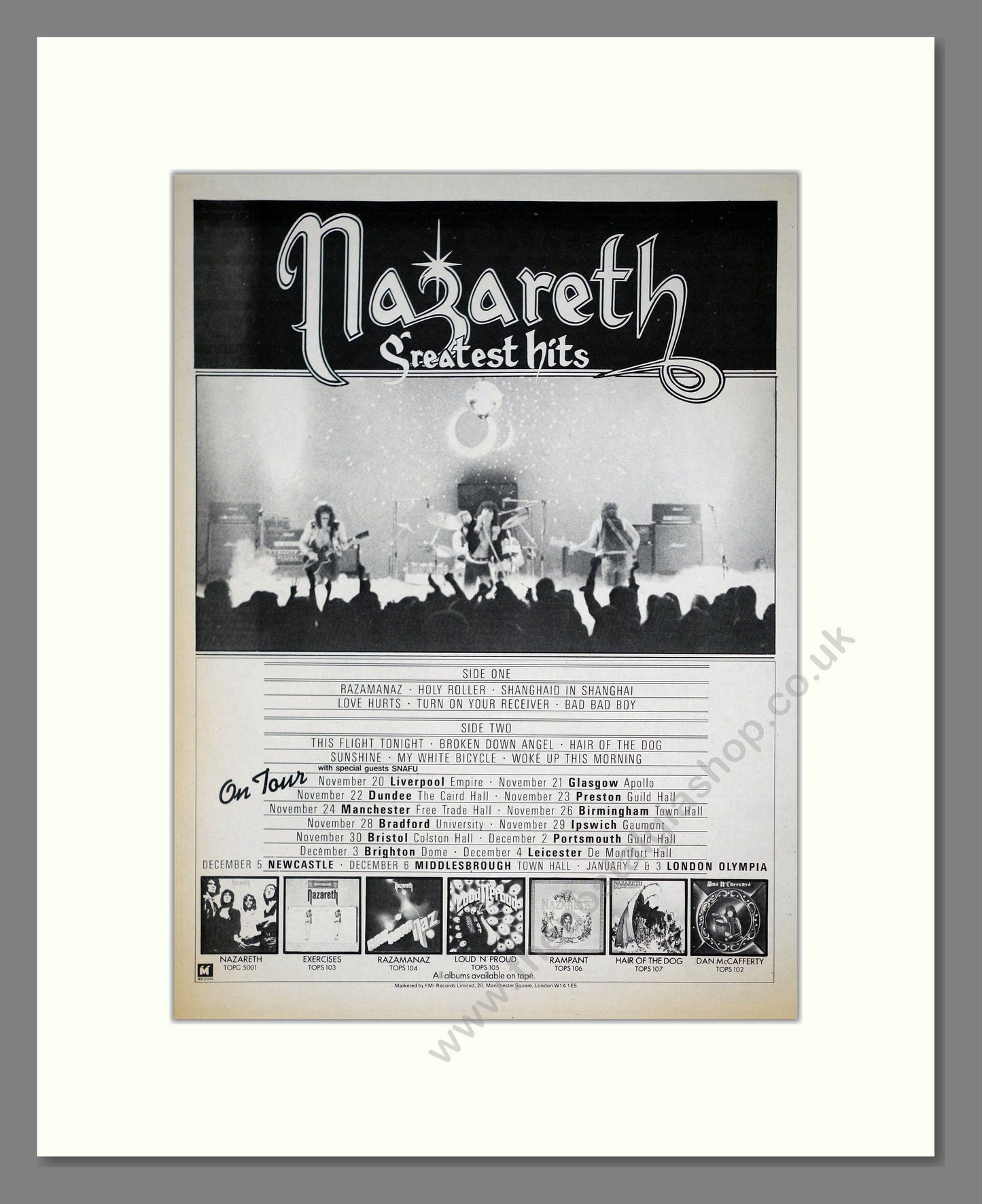 Nazareth - Greatest Hits. Vintage Advert 1975 (ref AD20187)