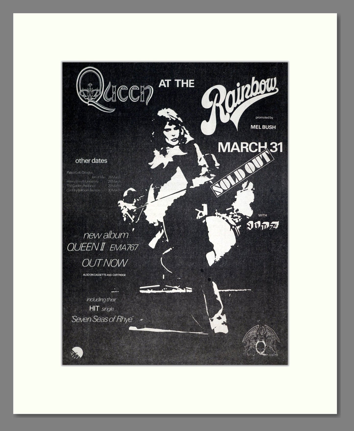 Queen - Live At The Rainbow. Vintage Advert 1974 (ref AD20248)