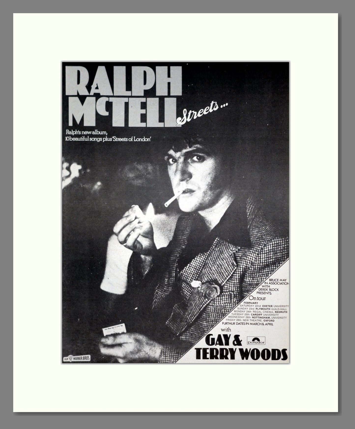 Ralph McTell - Streets. Vintage Advert 1975 (ref AD20257)
