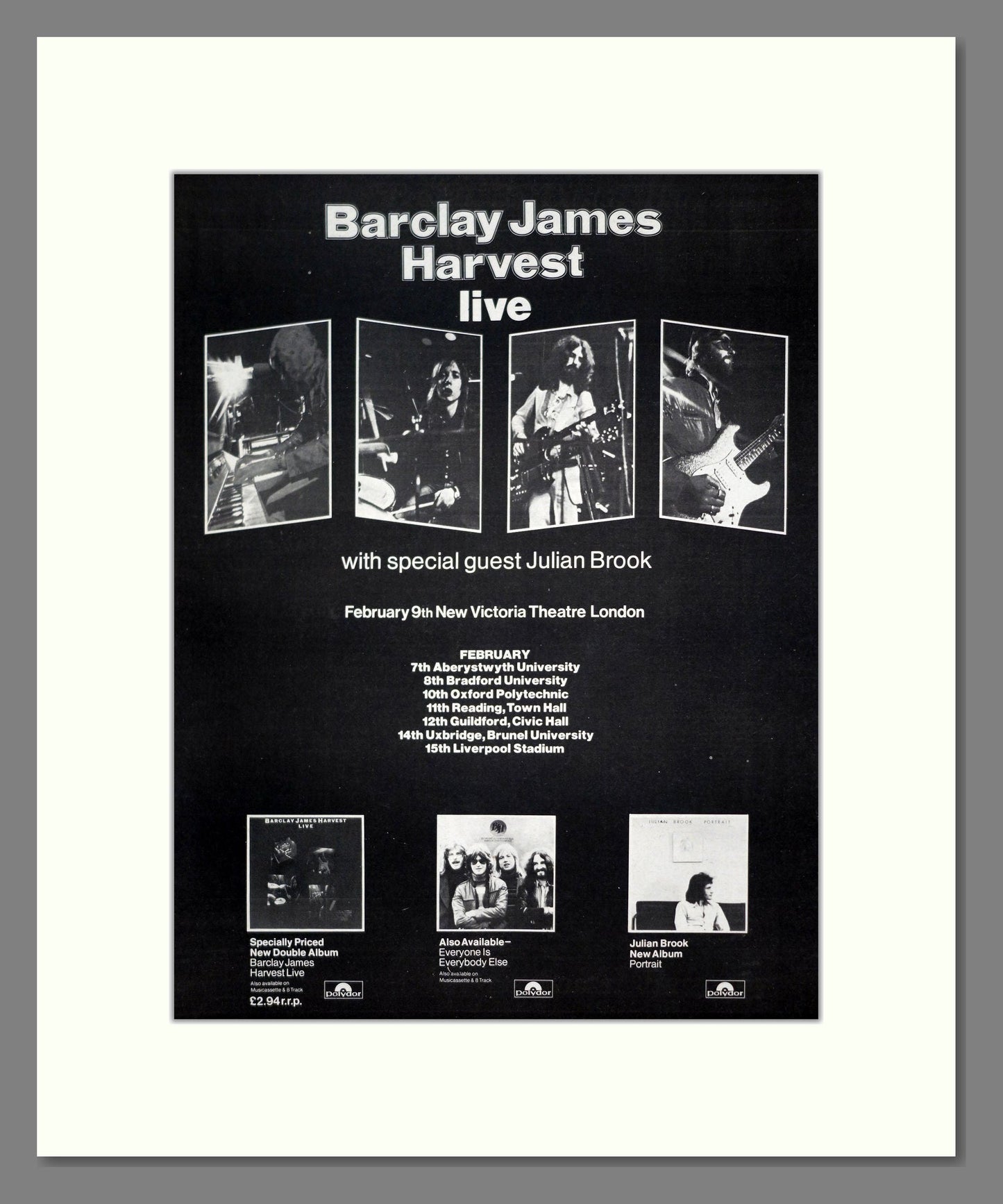 Barclay James Harvest - UK Tour. Vintage Advert 1975 (ref AD20259)
