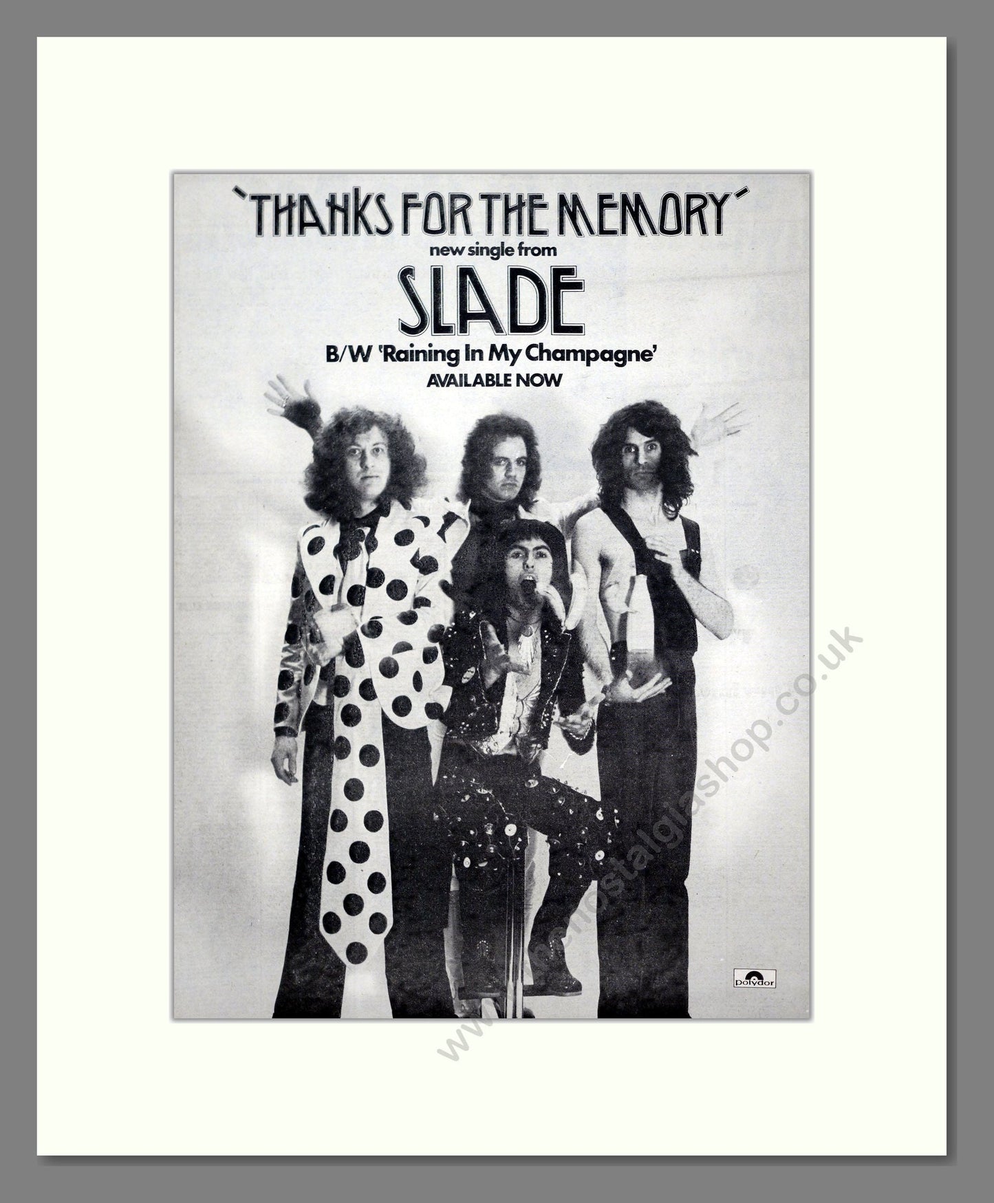 Slade - Thanks For The Memory. Vintage Advert 1975 (ref AD20269)