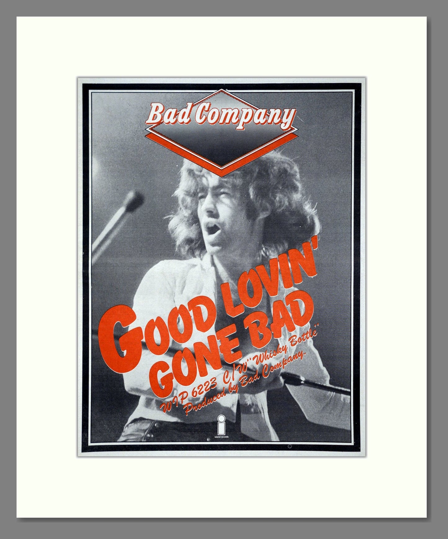 Bad Company - Good Lovin Gone Bad. Vintage Advert 1975 (ref AD20282)