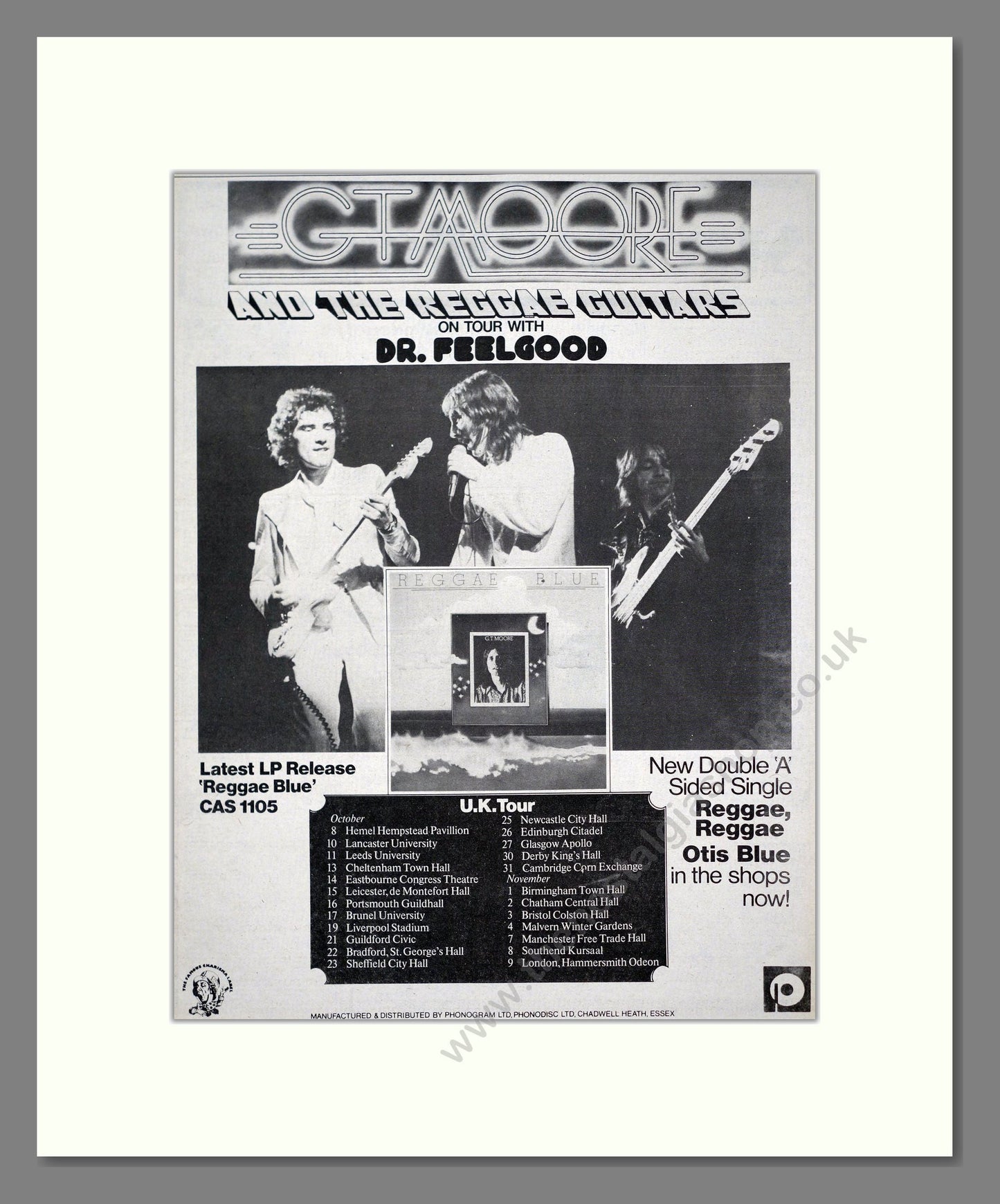 GT Moore - UK Tour. Vintage Advert 1975 (ref AD20305)