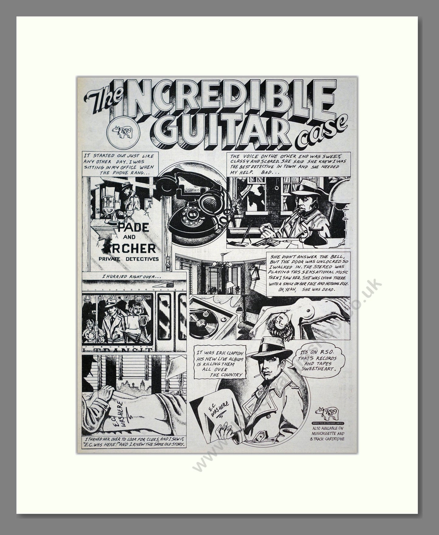 Eric Clapton - Live Album. Vintage Advert 1975 (ref AD20307)