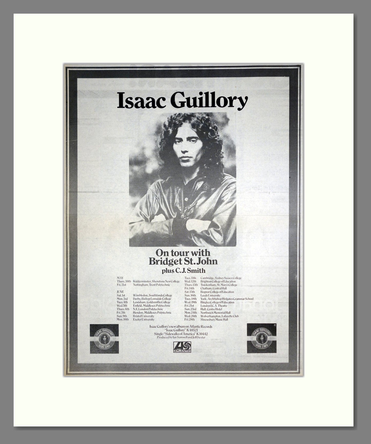 Isaac Guillory - UK Tour. Vintage Advert 1974 (ref AD20318)