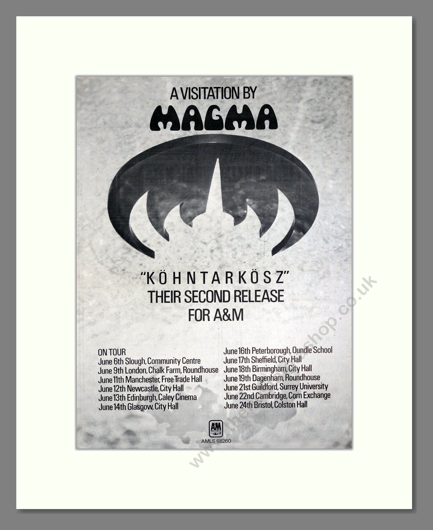 Magma - UK Tour. Vintage Advert 1974 (ref AD20320)