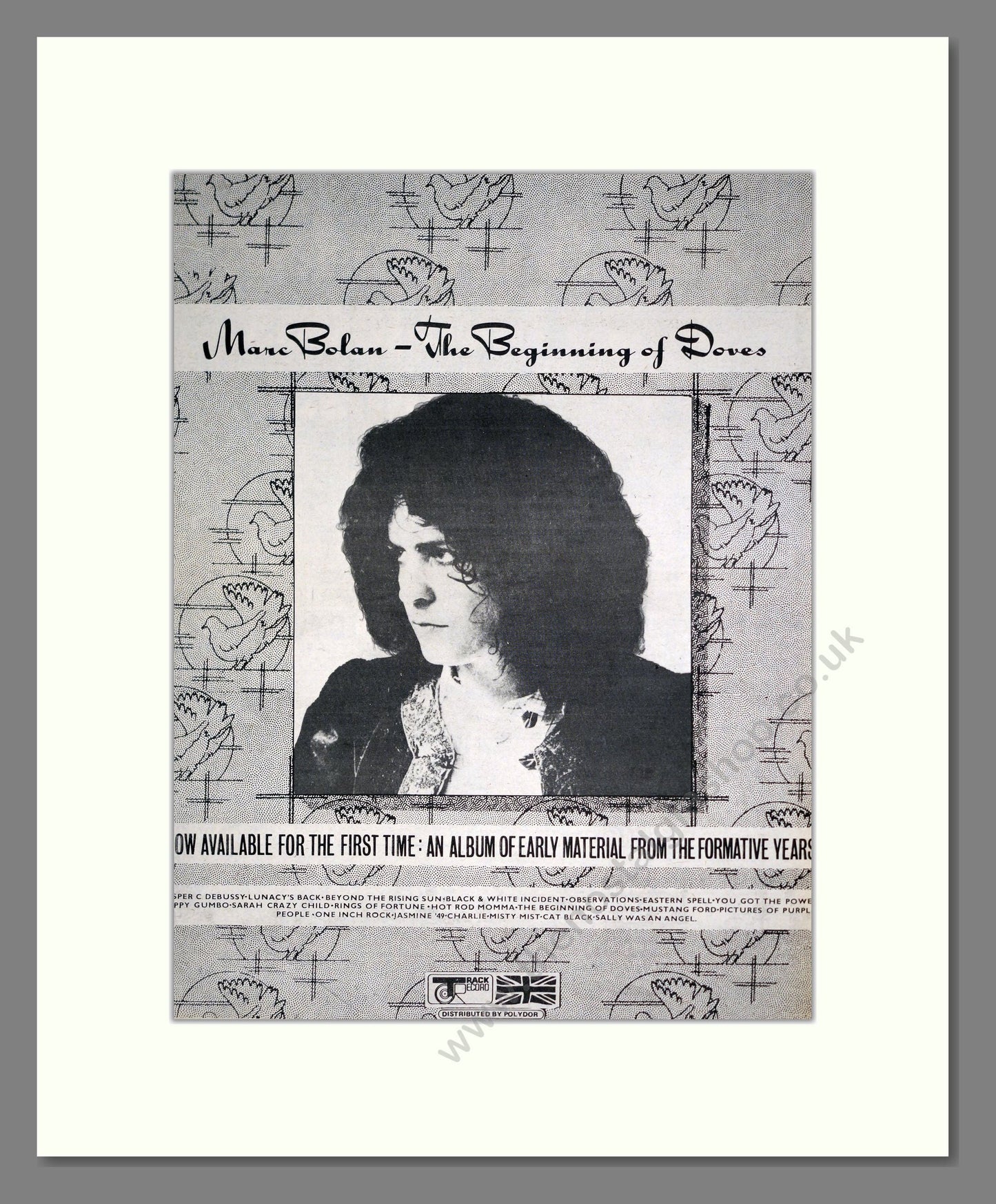 Marc Bolan - The Beginning Of Doves. Vintage Advert 1974 (ref AD20323)