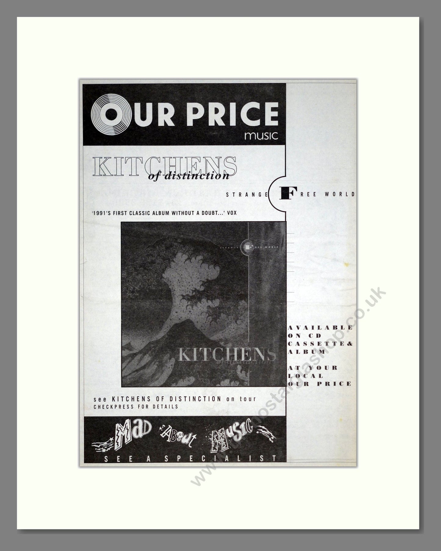 Kitchens Of Distinction - Strange Free World. Vintage Advert 1991 (ref AD20348)