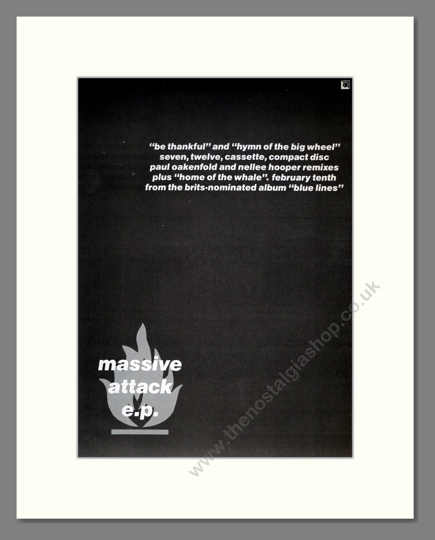 Massive Attack - E.P. Be Thankful. Vintage Advert 1992 (ref AD20362)