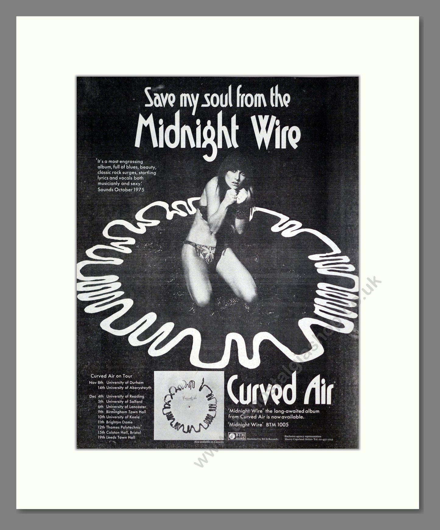 Curved Air - Save My Soul From The Midnight Wire. Vintage Advert 1975 (ref AD20400)