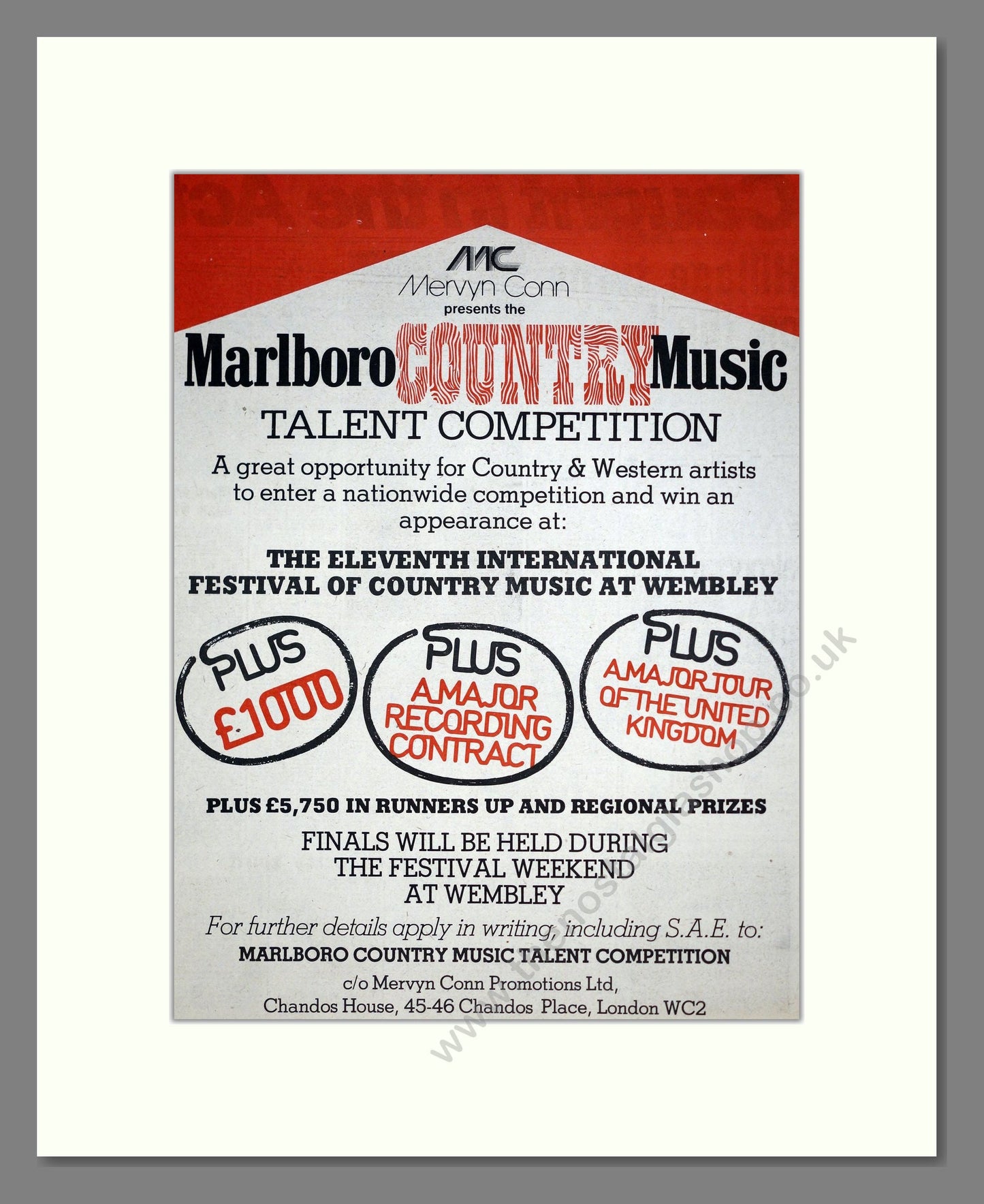 Marlboro Country Music - Talent Competition. Vintage Advert 1978 (ref AD20414)