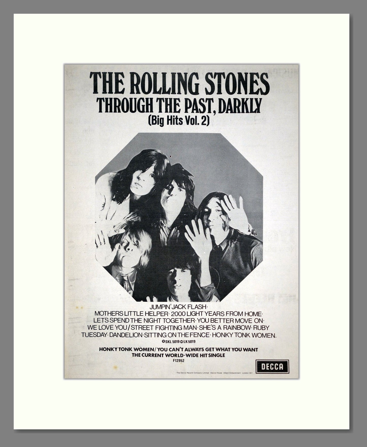Rolling Stones (The) - Through The Past, Darkly. Vintage Advert 1969 (ref AD20436)