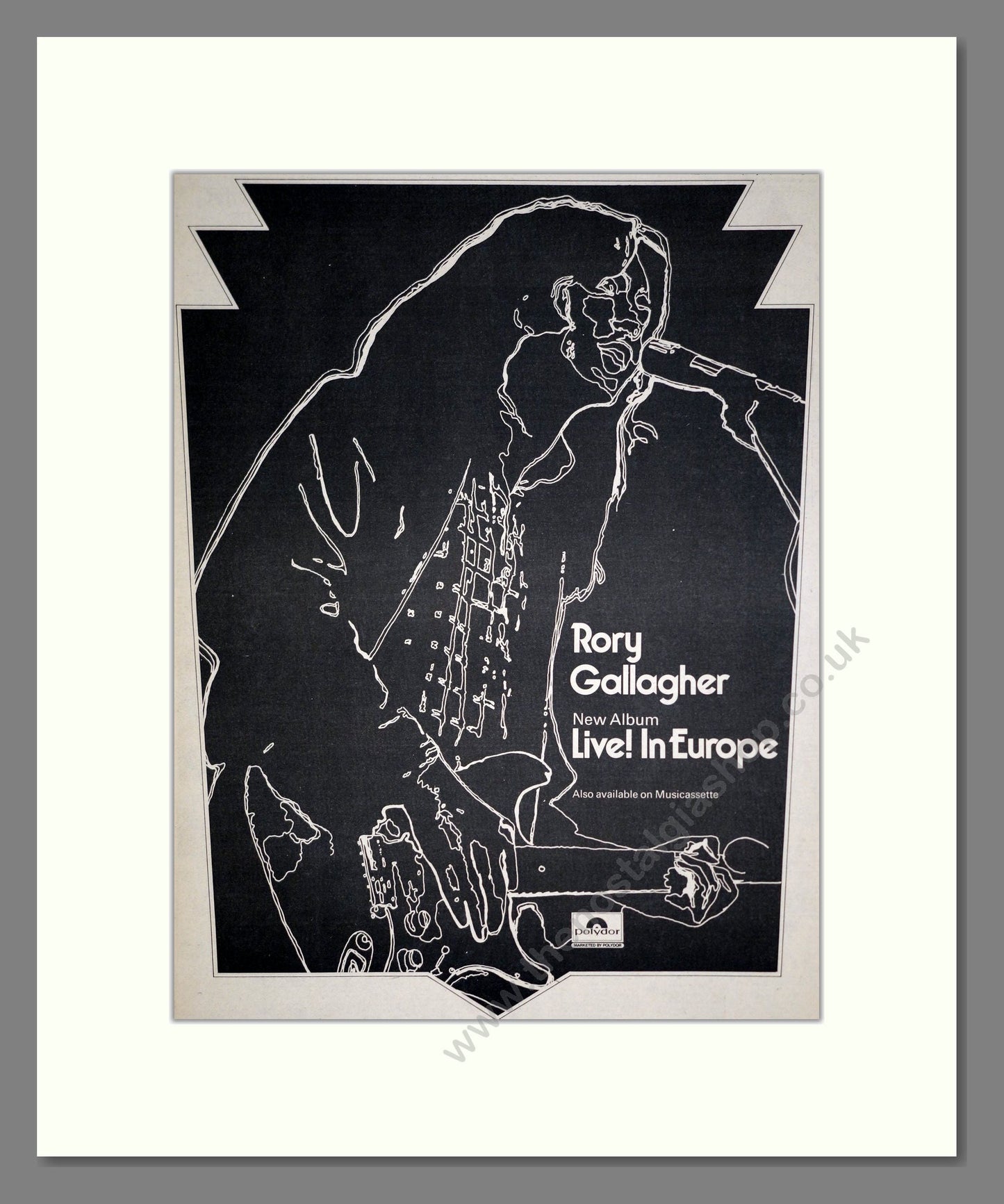 Rory Gallagher - Live In Europe. Vintage Advert 1972 (ref AD20456)