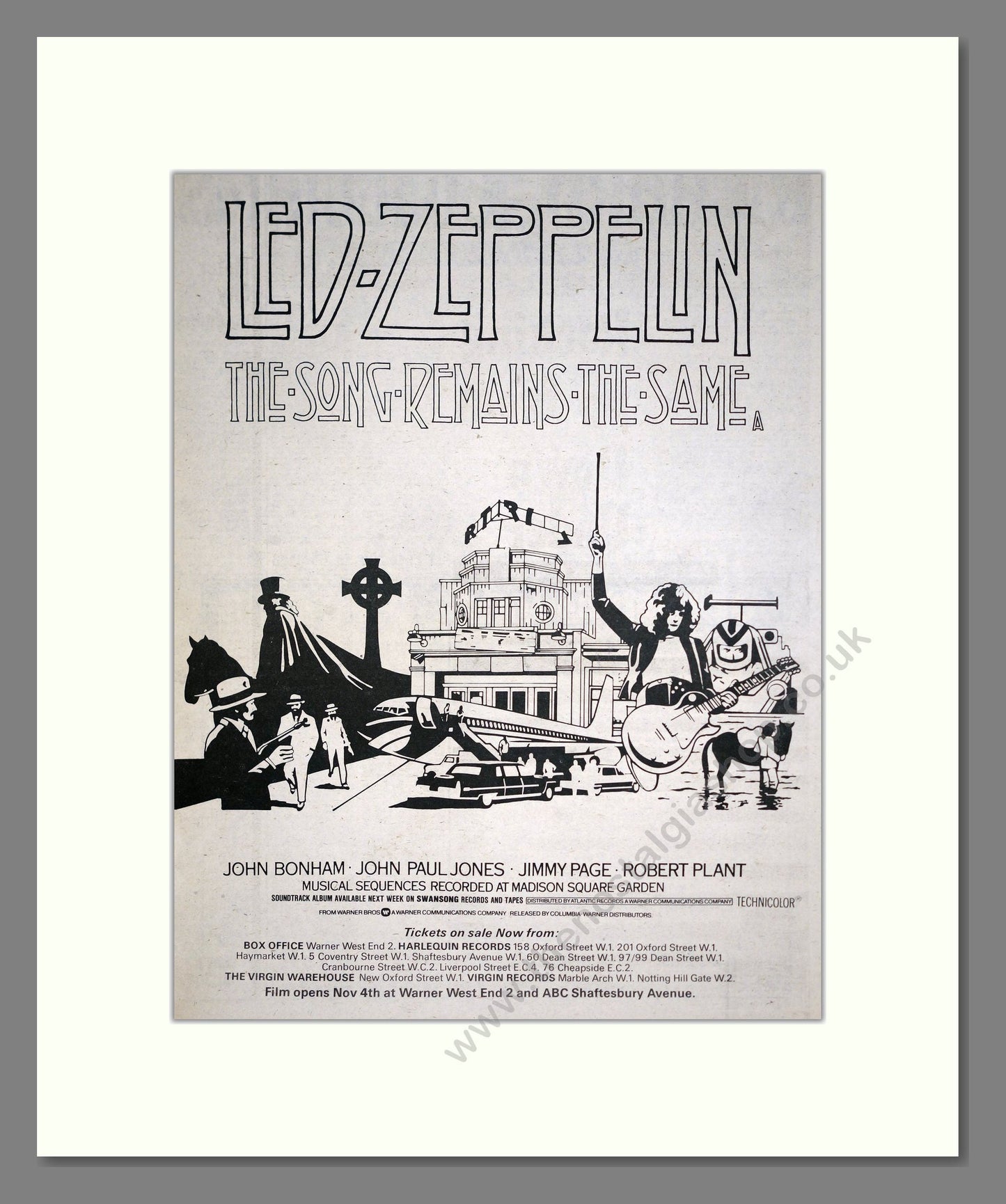 Led Zeppelin - The Song Remains The Same. Vintage Advert 1976 (ref AD20458)