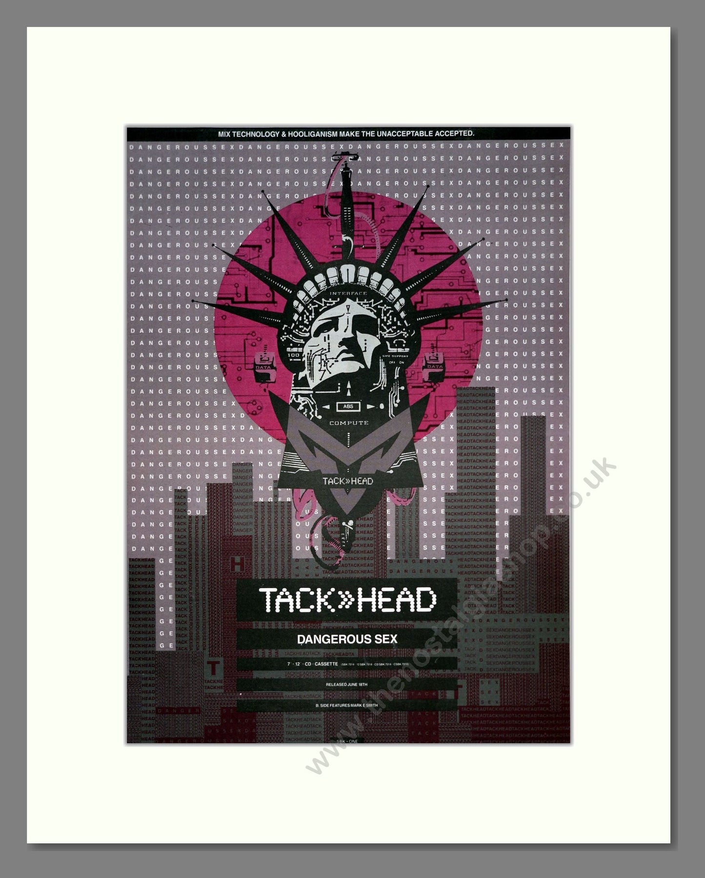 Tack Head - Dangerous Sex. Vintage Advert 1990 (ref AD20459)