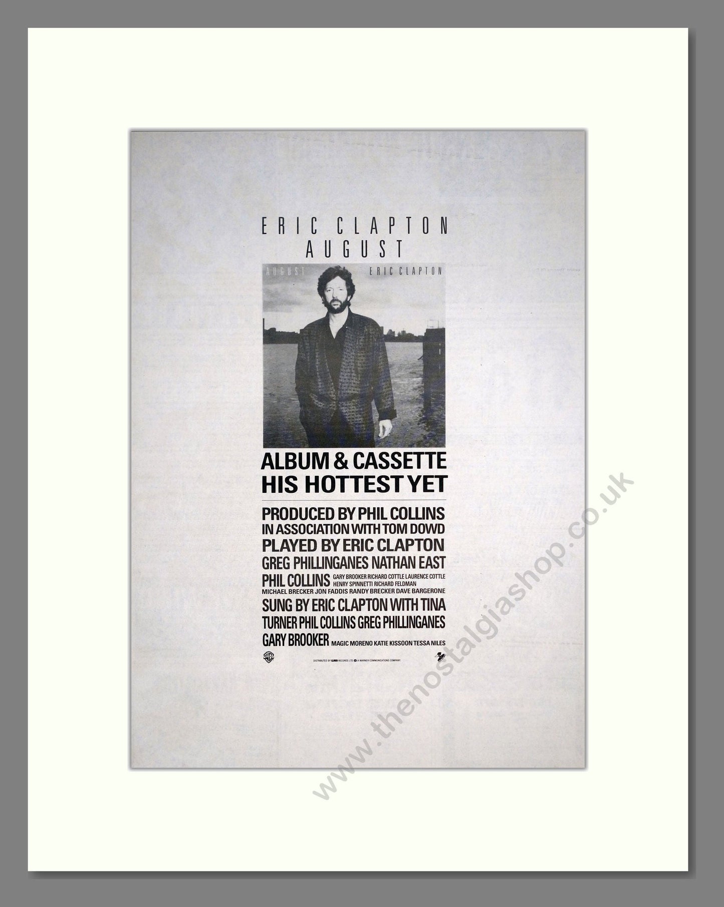Eric Clapton - August. Vintage Advert 1986 (ref AD20463)