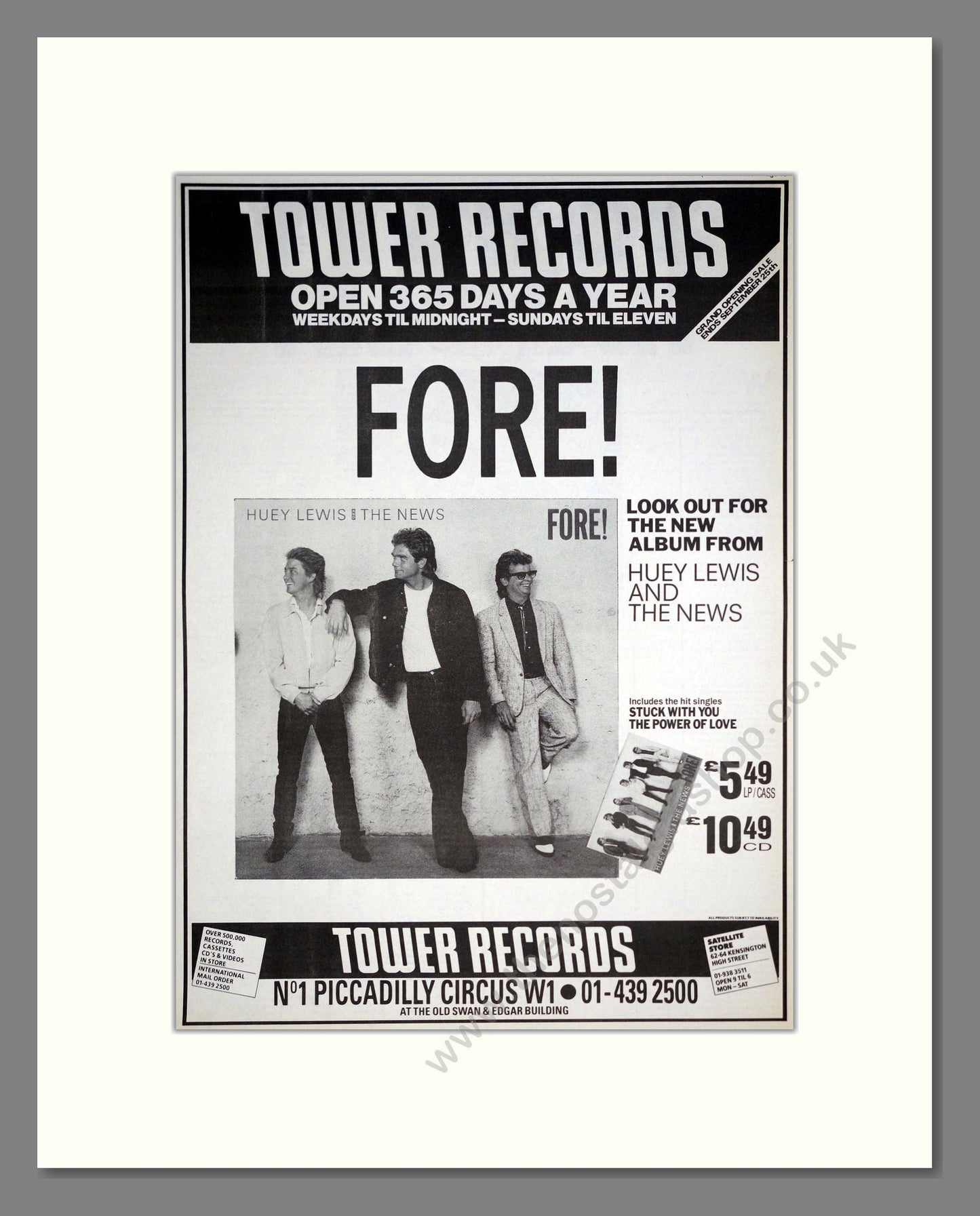 Huey Lewis And The News - Fore!. Vintage Advert 1986 (ref AD20472)