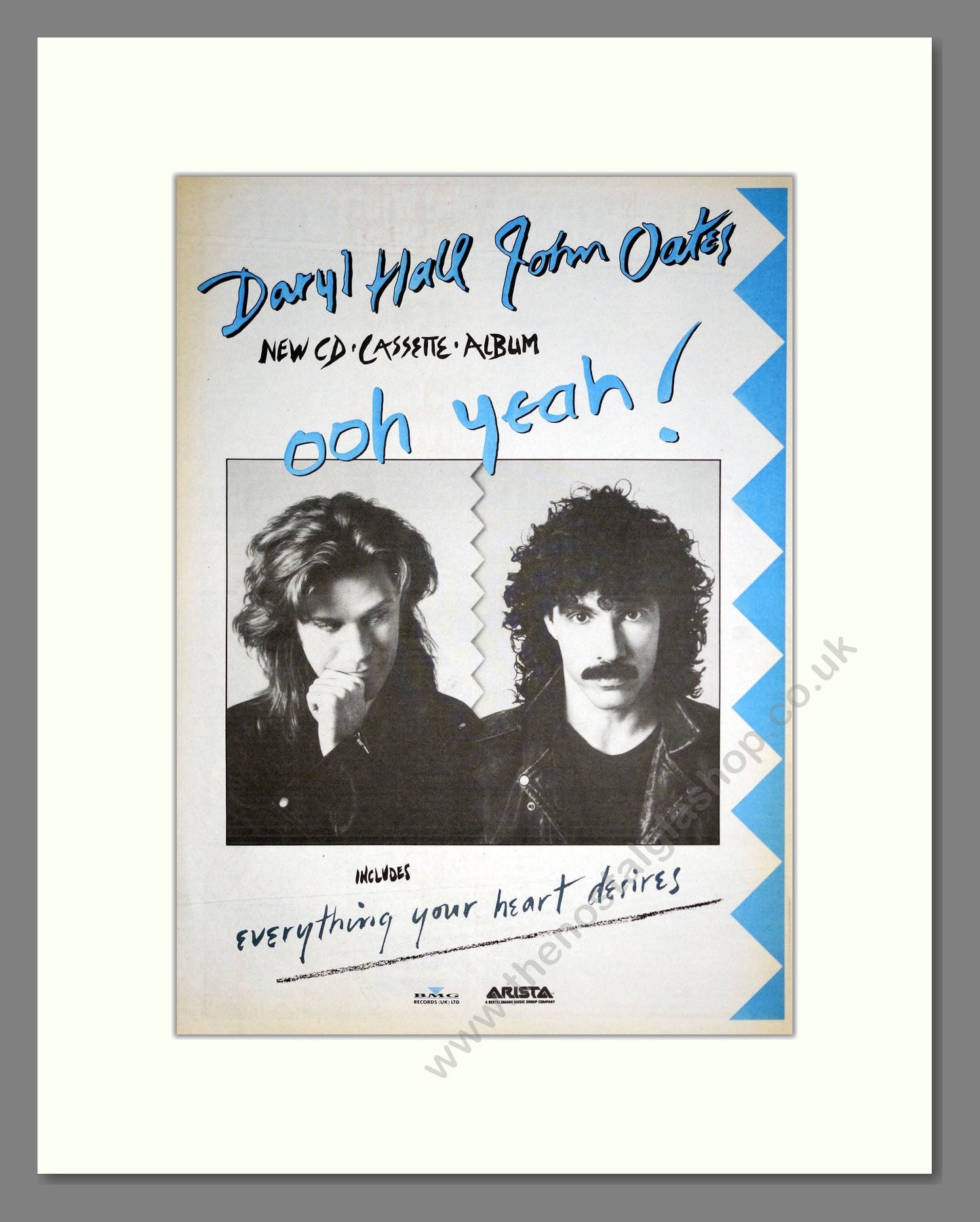 Hall And Oates - Ooh Yeah. Vintage Advert 1988 (ref AD20484)