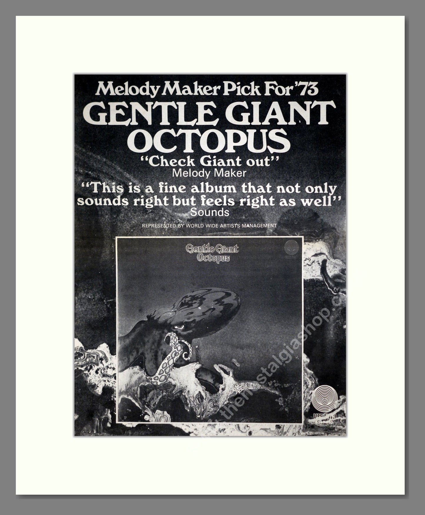 Gentle Giant - Octopus. Vintage Advert 1973 (ref AD20498)