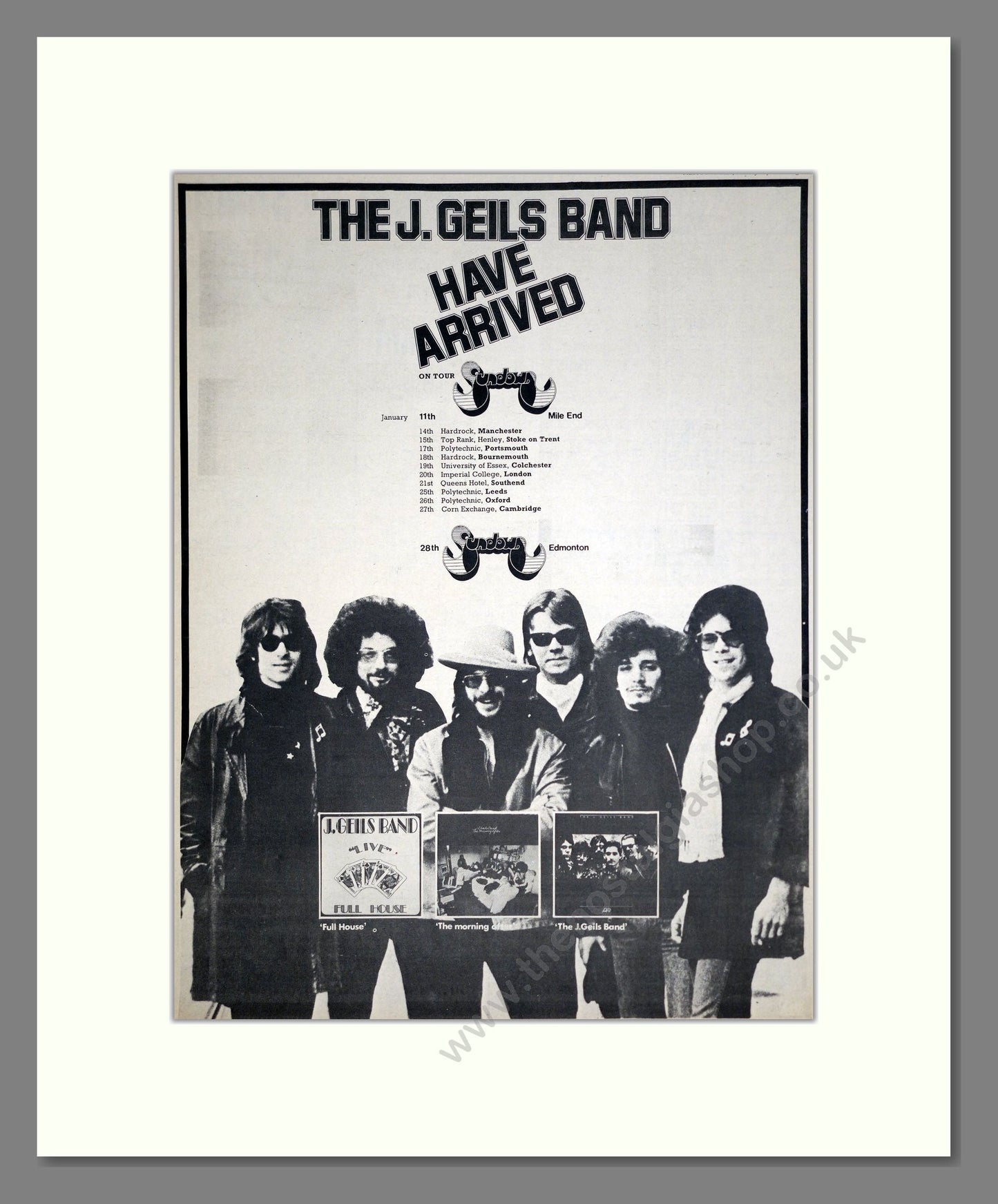 J Geils Band (The) - UK Tour. Vintage Advert 1973 (ref AD20500)