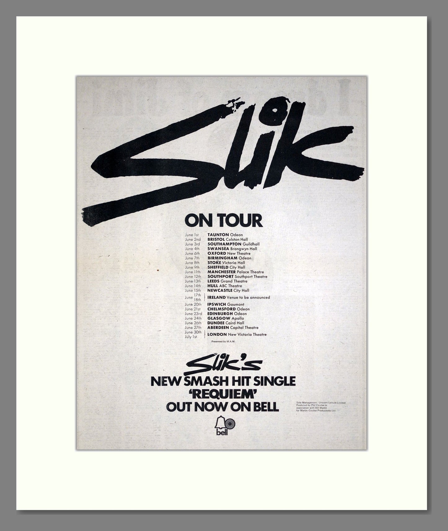 Slik - UK Tour. Vintage Advert 1976 (ref AD20507)
