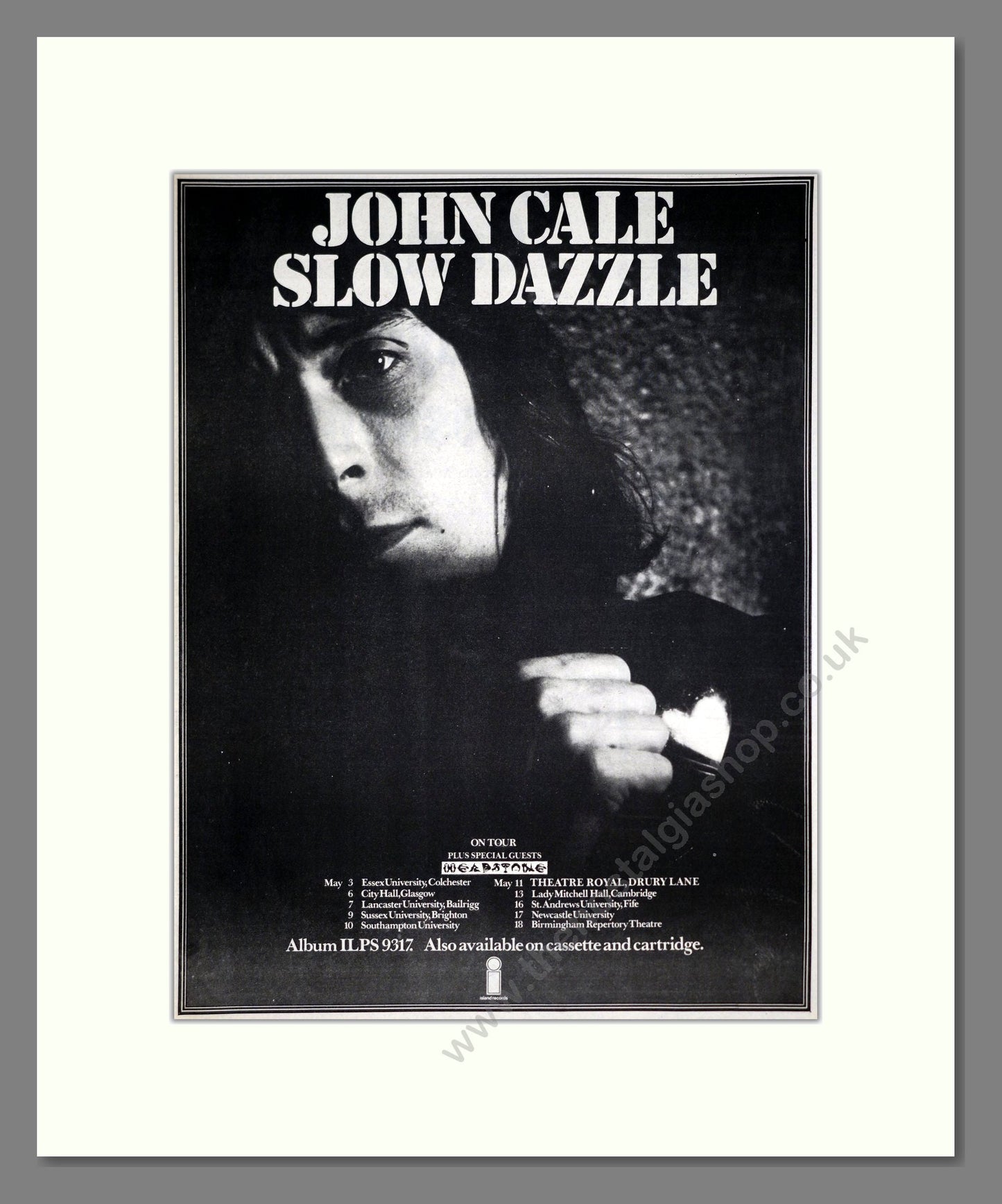 John Cale - Slow Dazzle. Vintage Advert 1975 (ref AD20517)