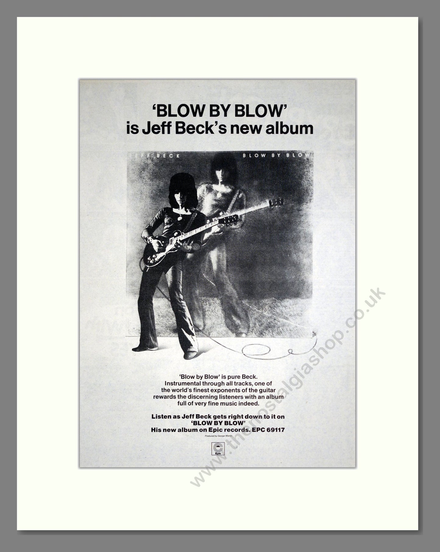 Jeff Beck - Blow By Blow. Vintage Advert 1975 (ref AD20519)