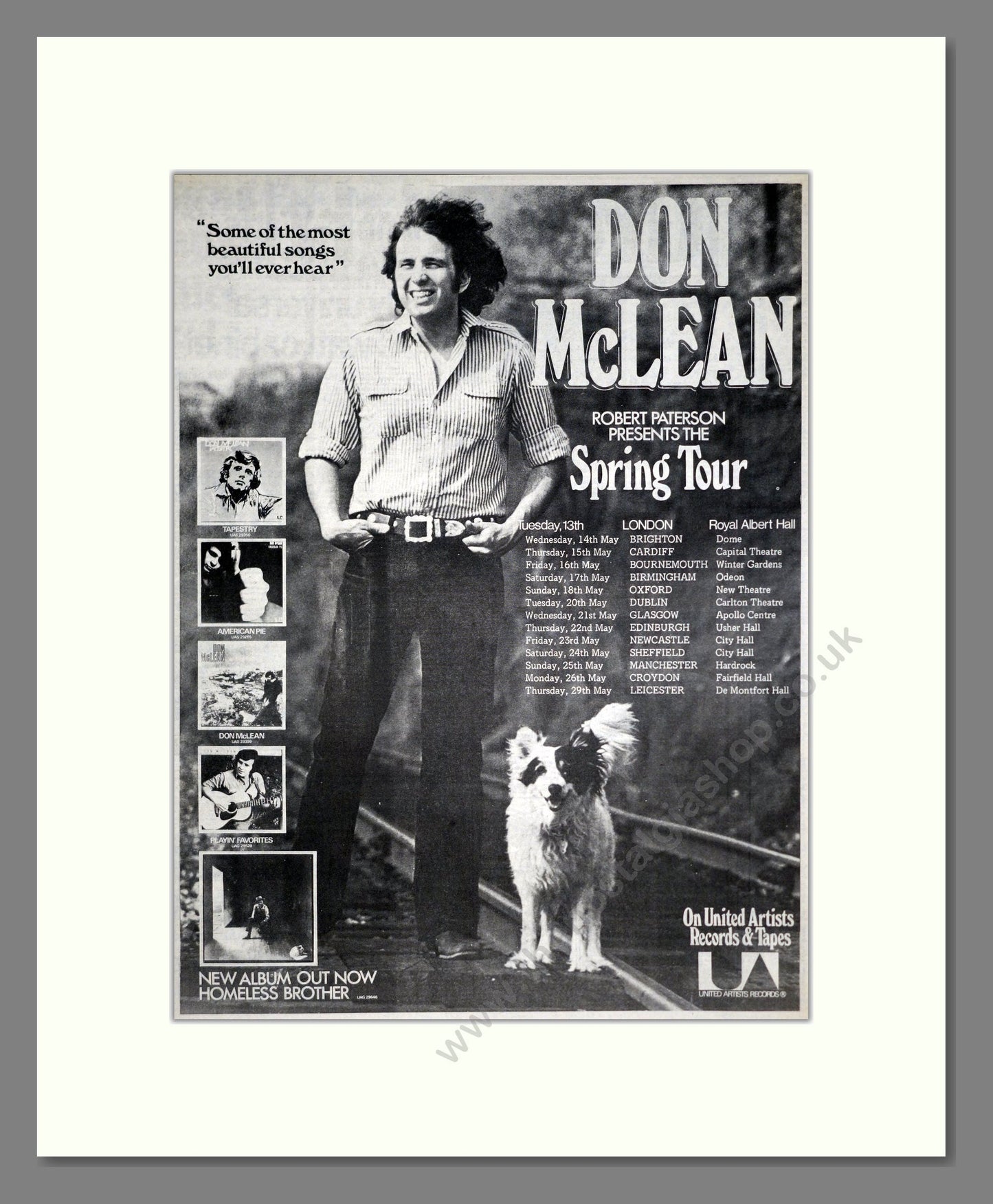 Don McLean - UK Tour. Vintage Advert 1975 (ref AD20520)