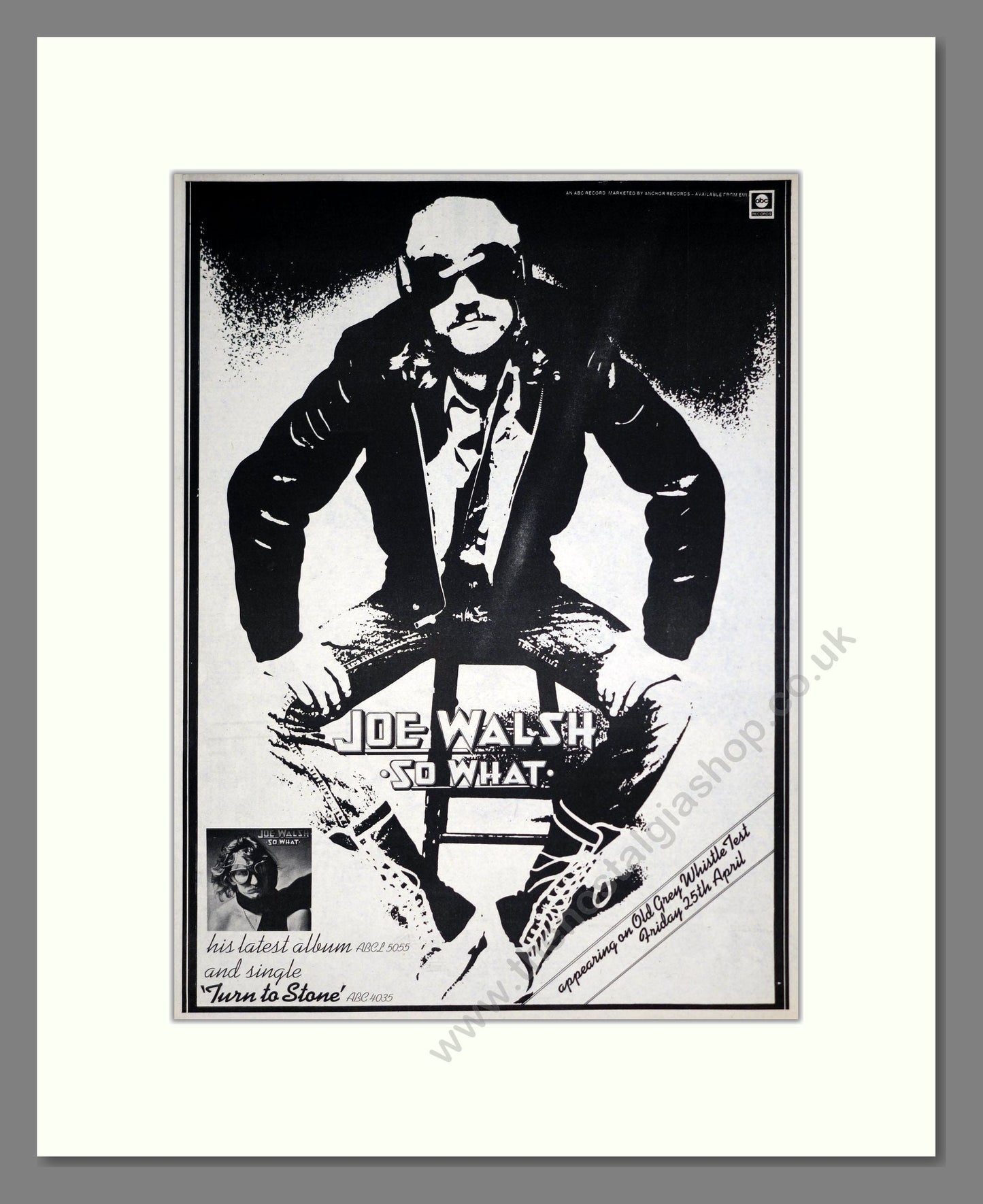 Joe Walsh - So What. Vintage Advert 1975 (ref AD20524)