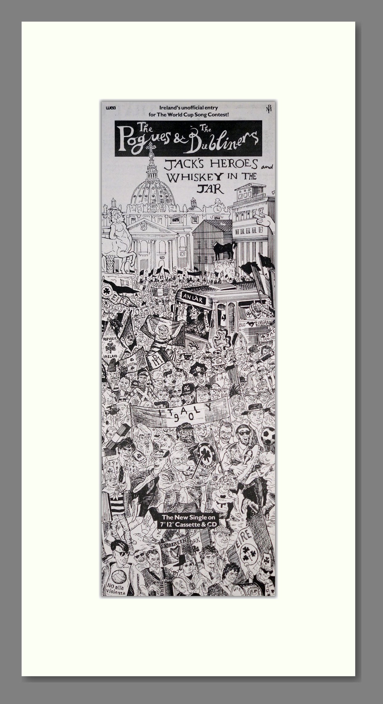 Pogues (The) And Dubliners (The) - Jack's Heroes And Whiskey In The Jar. Vintage Advert 1990 (ref AD201382)