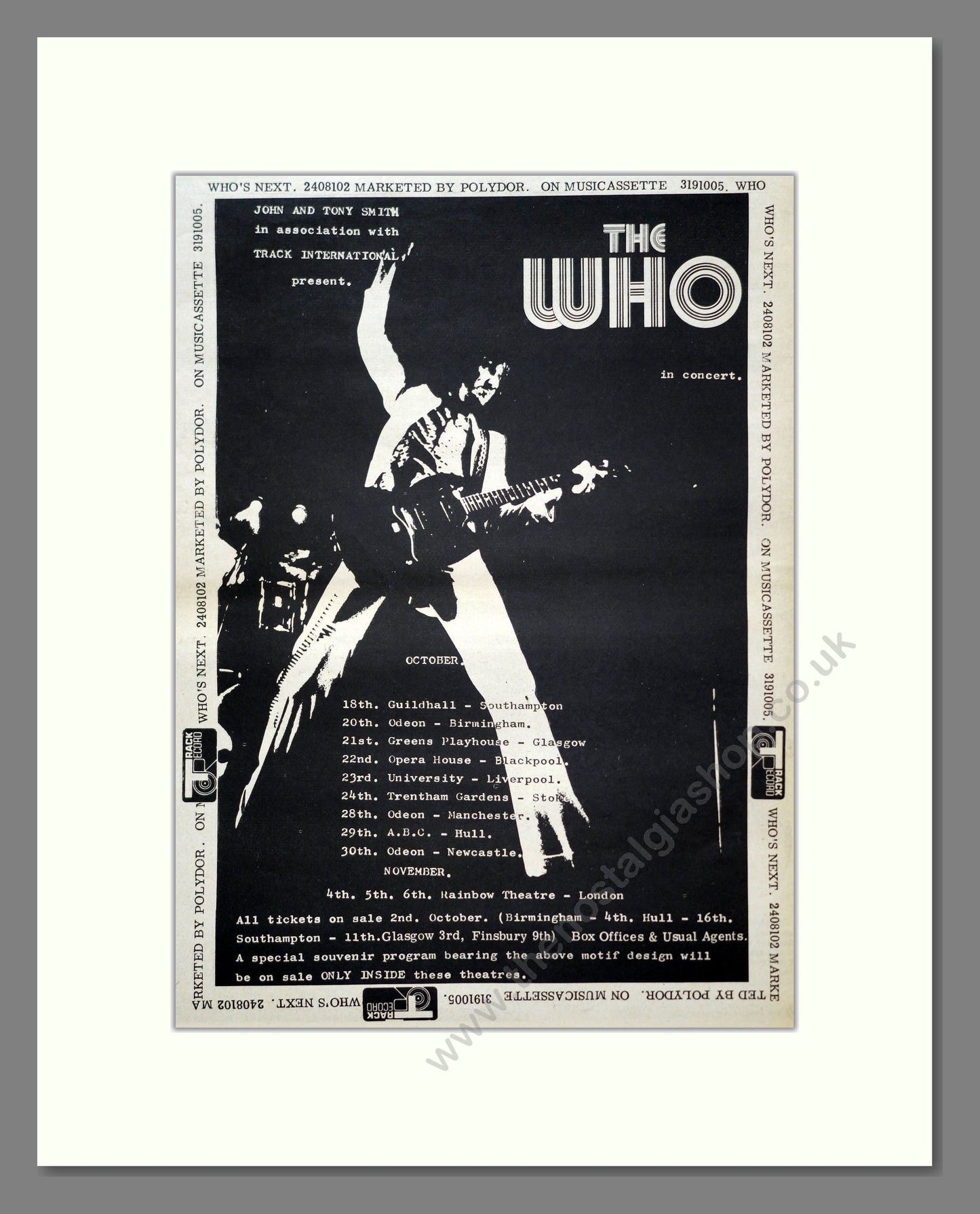 Who (The) - UK Tour. Vintage Advert 1971 (ref AD20673)