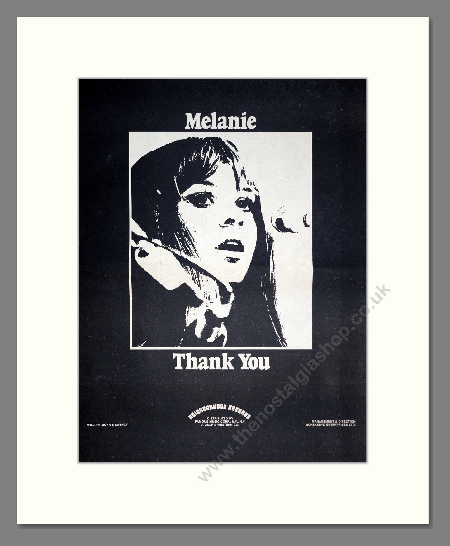 Melanie - Thank You. Vintage Advert 1971 (ref AD20676)